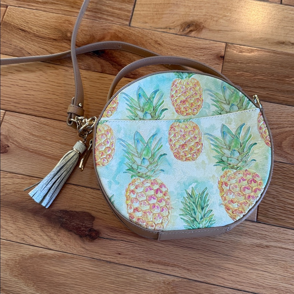 Brahmin - Round Pineapple Print Crossbody Bag - Picture 2 of 4